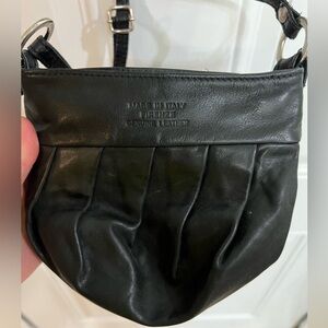 Small black leather crossbody purse made in Italy Firenze